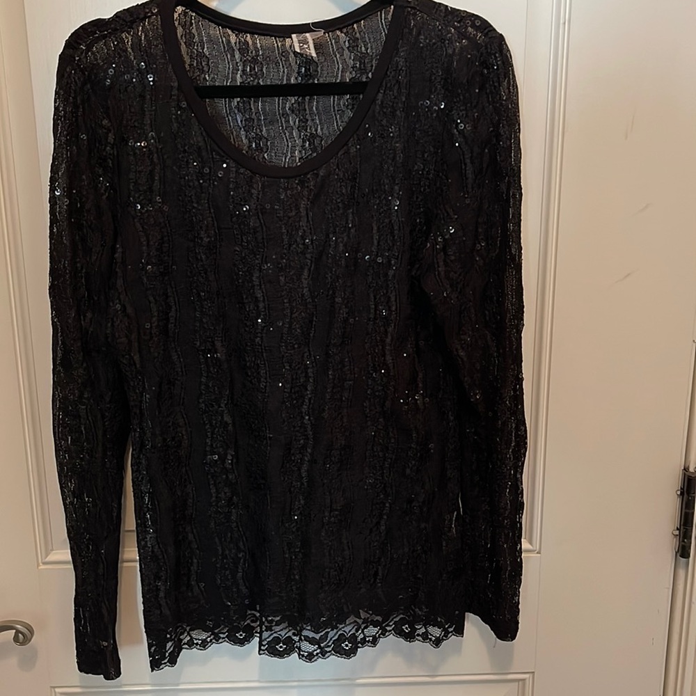 Black lace Sequin Top